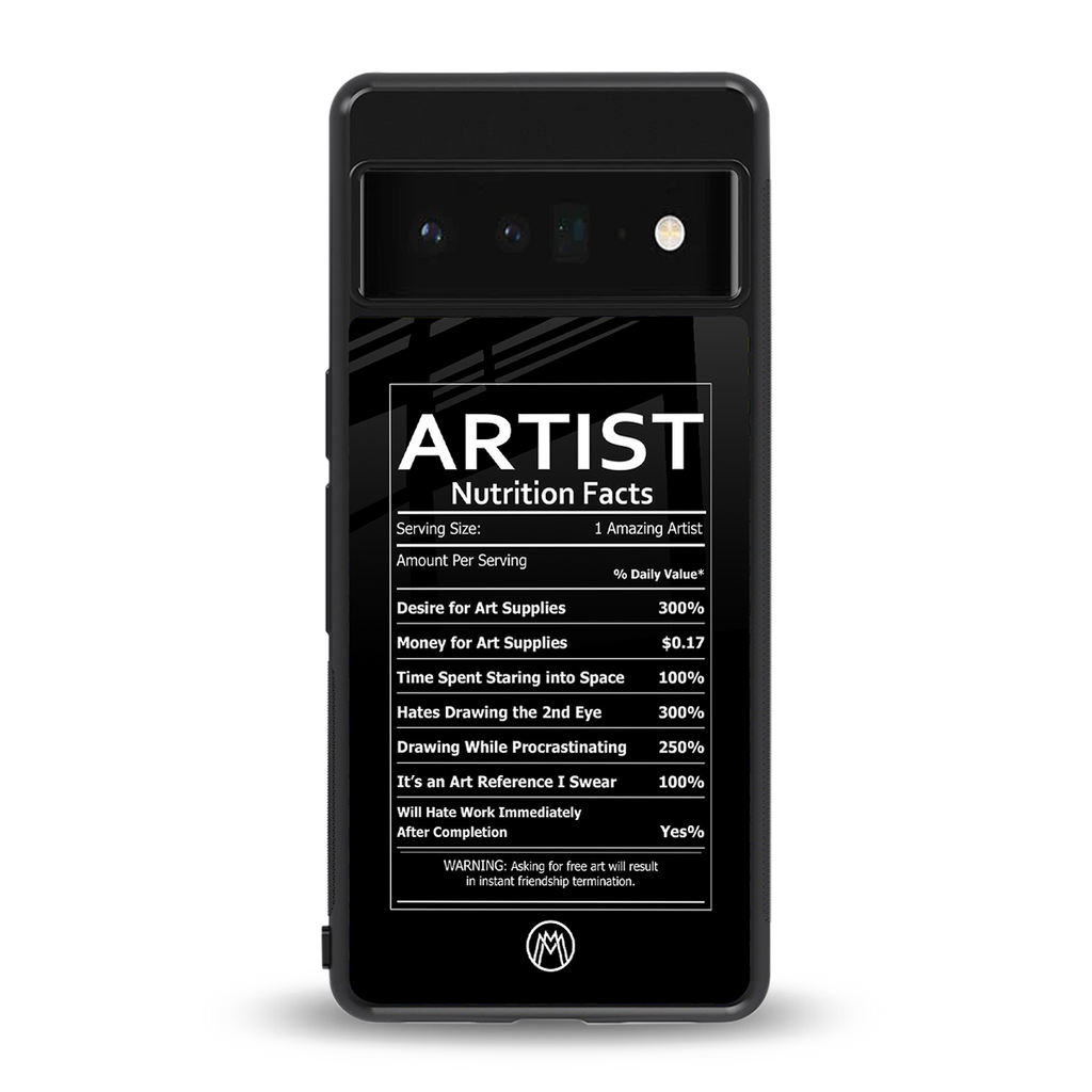artist nutrition facts back phone cover | glass case for google pixel 6 pro