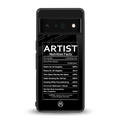 artist nutrition facts back phone cover | glass case for google pixel 6 pro