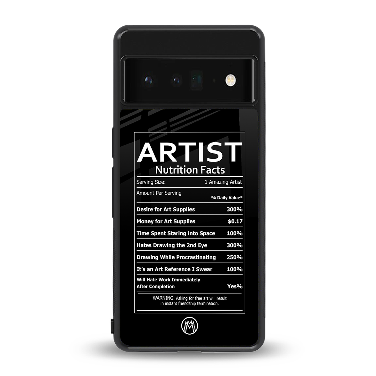 artist nutrition facts back phone cover | glass case for google pixel 6 pro