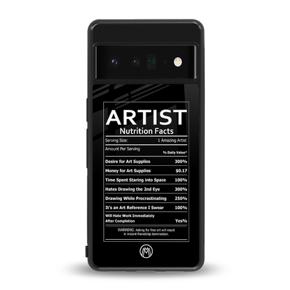 artist nutrition facts back phone cover | glass case for google pixel 6 pro