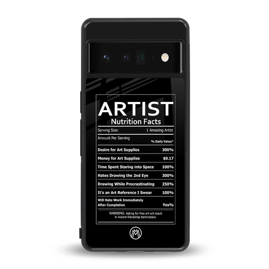 artist nutrition facts back phone cover | glass case for google pixel 6 pro