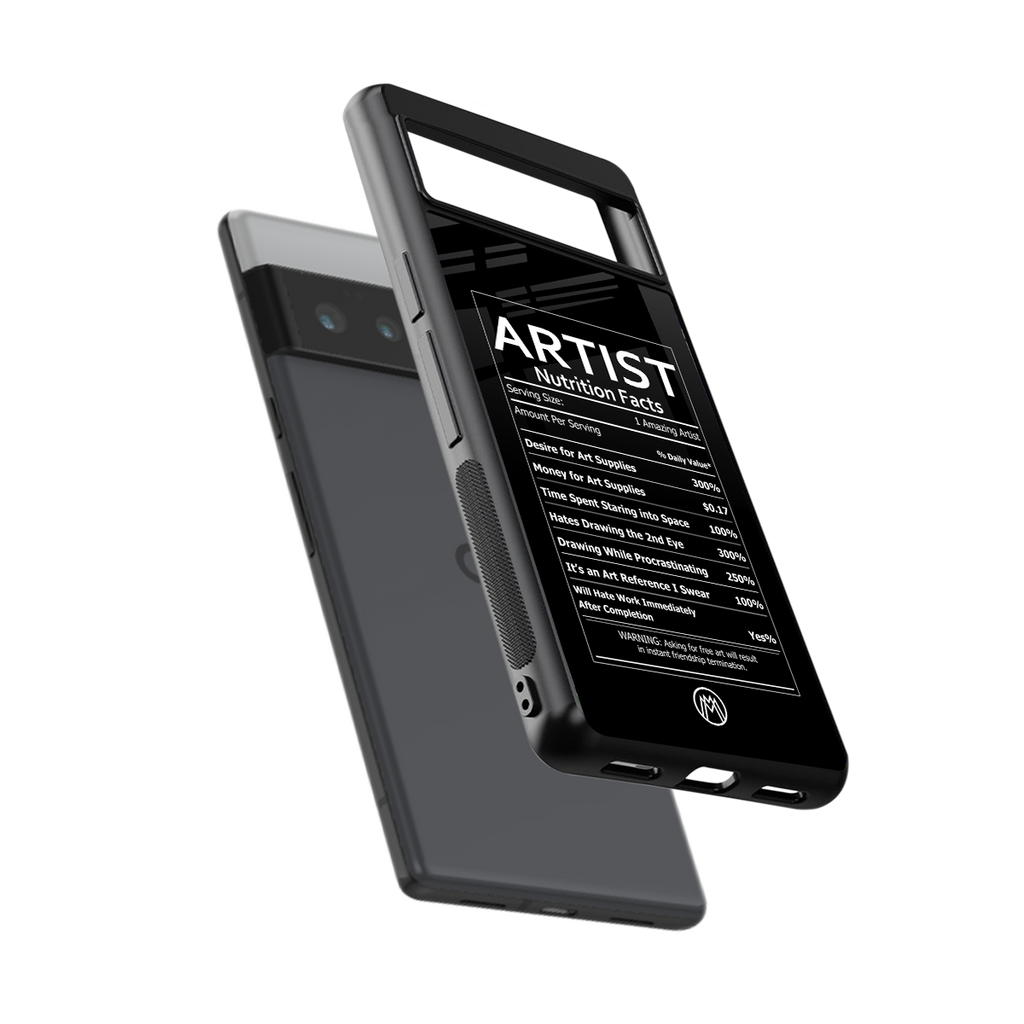artist nutrition facts back phone cover | glass case for google pixel 6 pro