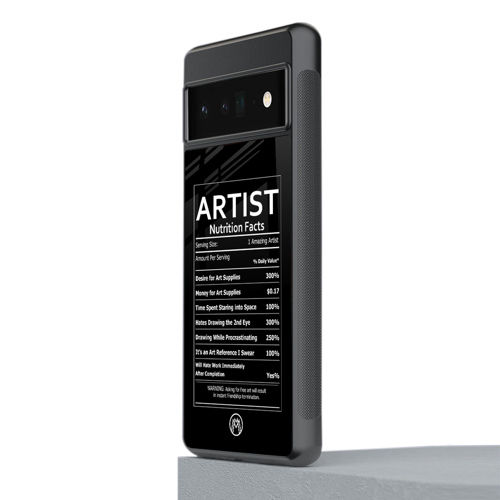 artist nutrition facts back phone cover | glass case for google pixel 6 pro