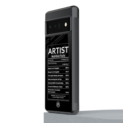 artist nutrition facts back phone cover | glass case for google pixel 6 pro