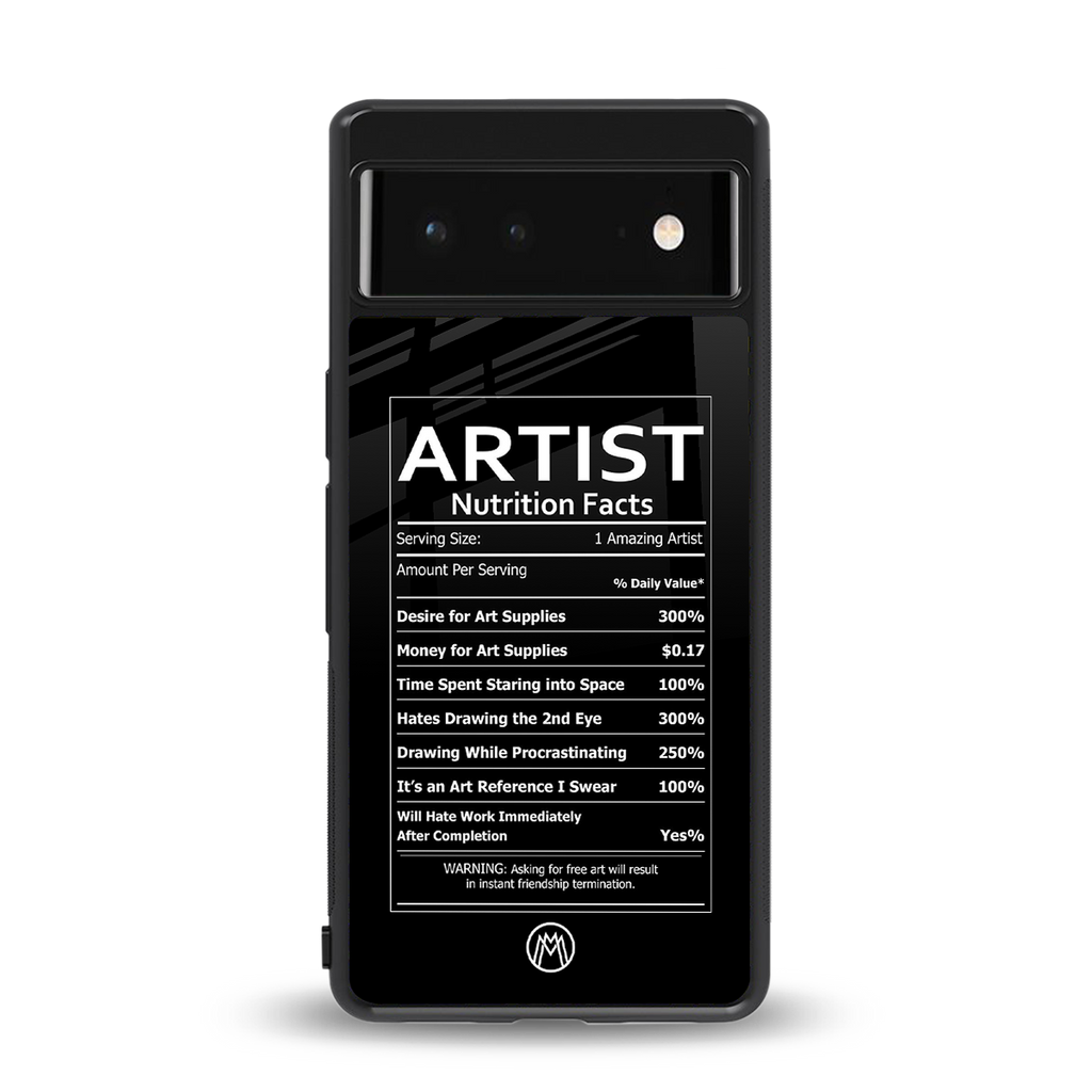 artist nutrition facts back phone cover | glass case for google pixel 6