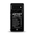 artist nutrition facts back phone cover | glass case for google pixel 6