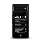 artist nutrition facts back phone cover | glass case for google pixel 6