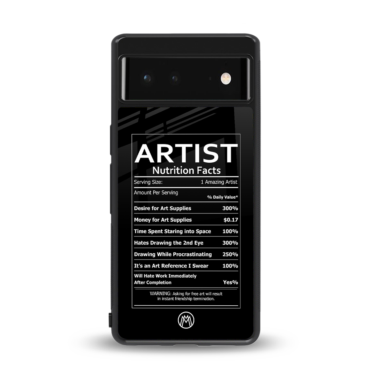 artist nutrition facts back phone cover | glass case for Google Pixel 6A