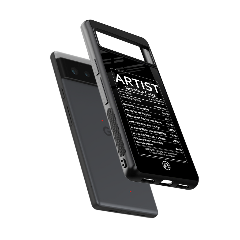 artist nutrition facts back phone cover | glass case for google pixel 6