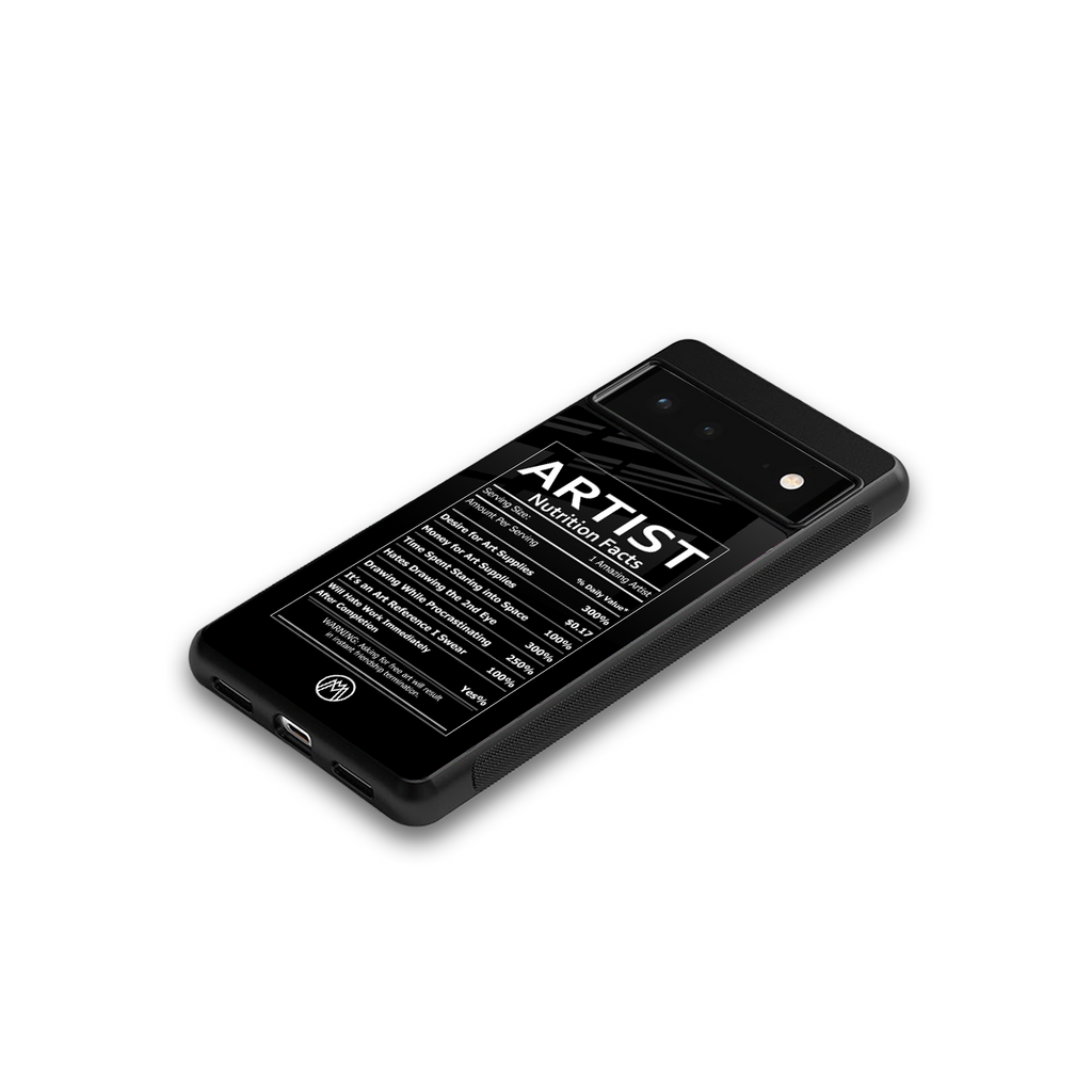 artist nutrition facts back phone cover | glass case for google pixel 6