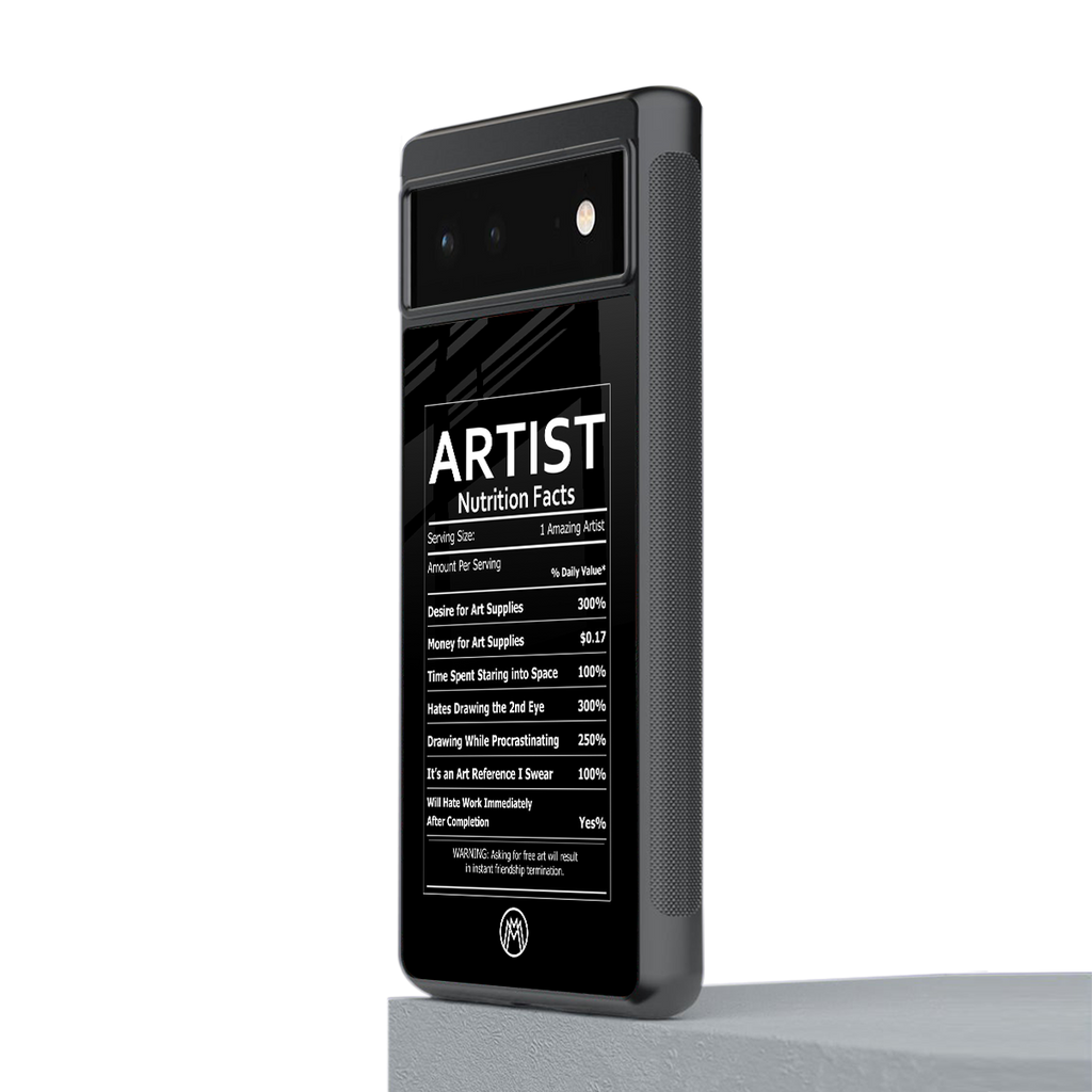 artist nutrition facts back phone cover | glass case for google pixel 6