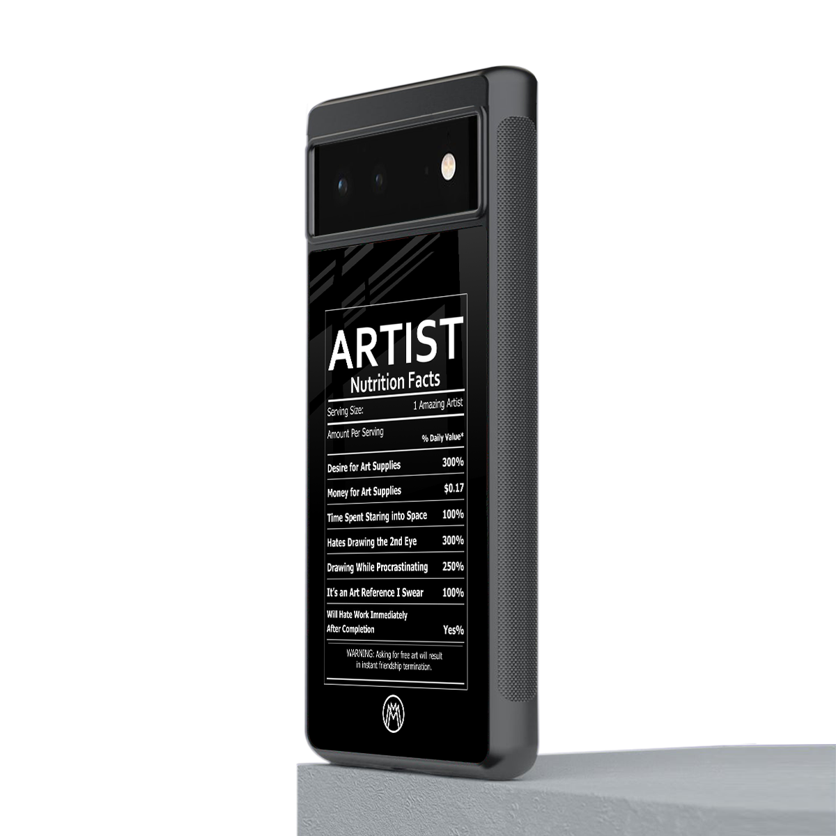 artist nutrition facts back phone cover | glass case for Google Pixel 6A