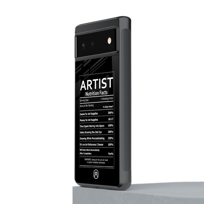 artist nutrition facts back phone cover | glass case for Google Pixel 6A