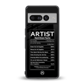 artist nutrition facts back phone cover | glass case for google pixel 7 pro