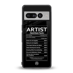 artist nutrition facts back phone cover | glass case for google pixel 7 pro