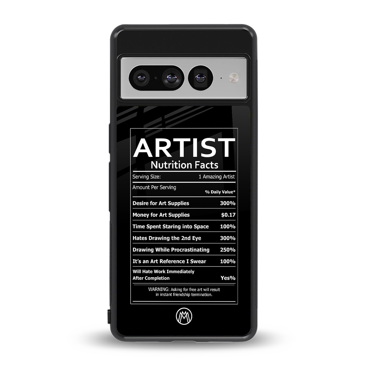 artist nutrition facts back phone cover | glass case for google pixel 7 pro