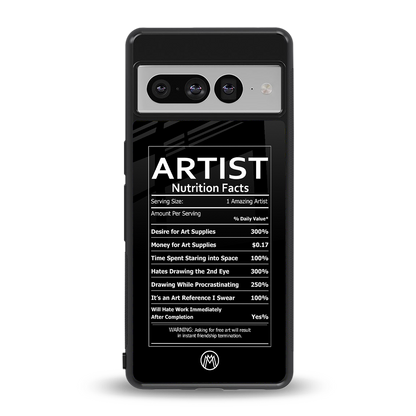artist nutrition facts back phone cover | glass case for google pixel 7 pro