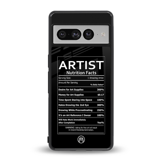 artist nutrition facts back phone cover | glass case for google pixel 7 pro