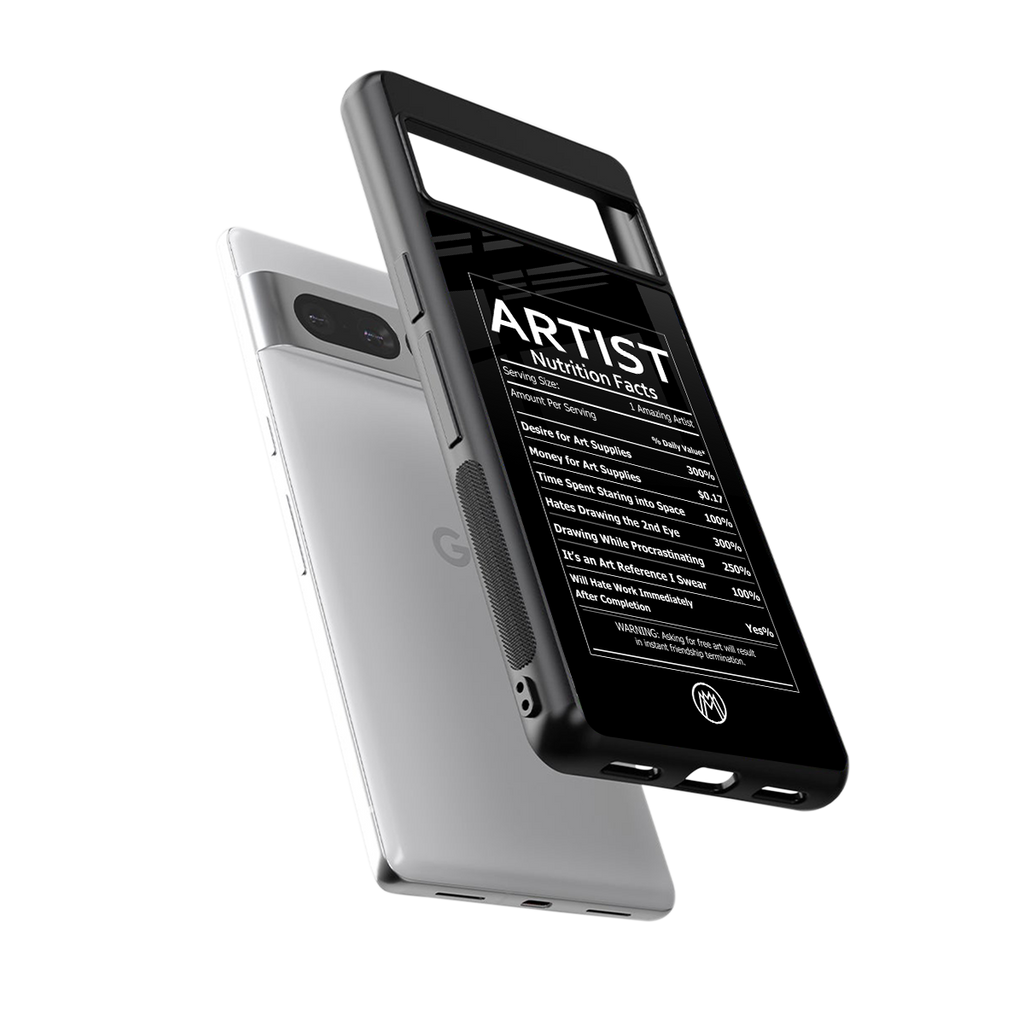 artist nutrition facts back phone cover | glass case for google pixel 7 pro