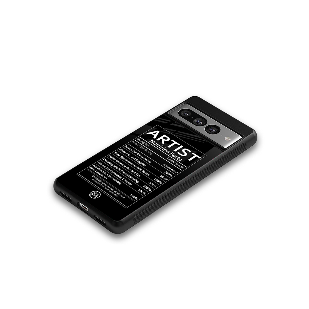 artist nutrition facts back phone cover | glass case for google pixel 7 pro