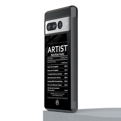 artist nutrition facts back phone cover | glass case for google pixel 7 pro