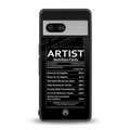 artist nutrition facts back phone cover | glass case for Google Pixel 7