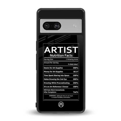 artist nutrition facts back phone cover | glass case for Google Pixel 7