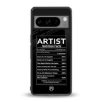 artist nutrition facts back phone cover | glass case for google pixel 8 pro