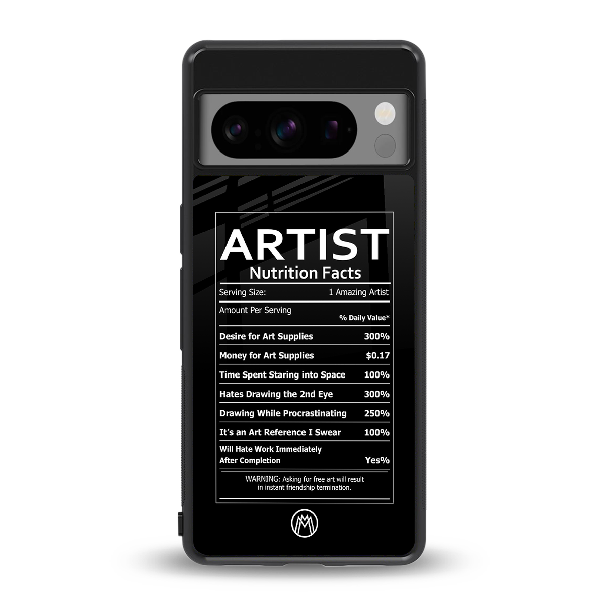 artist nutrition facts back phone cover | glass case for google pixel 8 pro