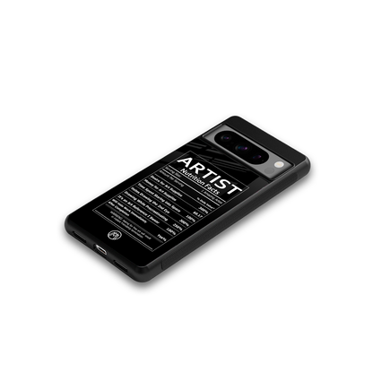 artist nutrition facts back phone cover | glass case for google pixel 8 pro