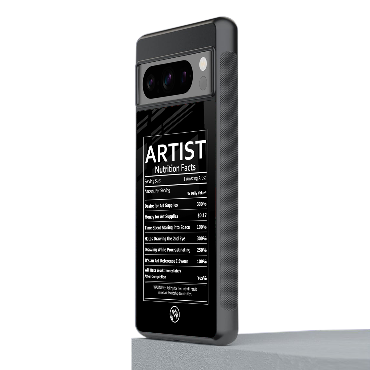 artist nutrition facts back phone cover | glass case for google pixel 8 pro