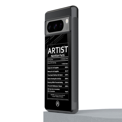 artist nutrition facts back phone cover | glass case for google pixel 8 pro