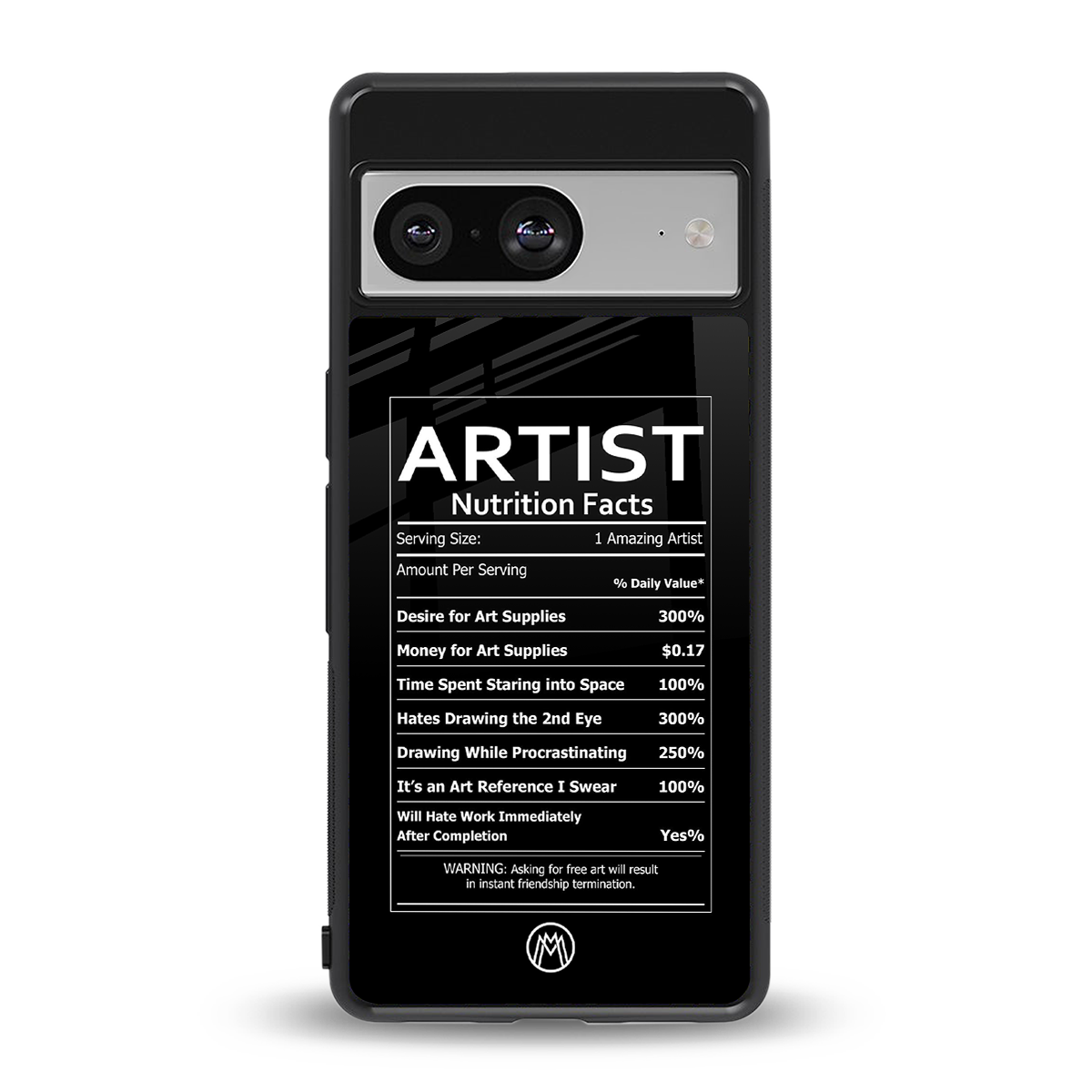 artist nutrition facts back phone cover | glass case for Google Pixel 8