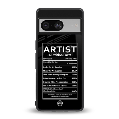 artist nutrition facts back phone cover | glass case for Google Pixel 8
