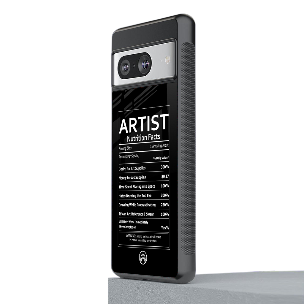 artist nutrition facts back phone cover | glass case for Google Pixel 8
