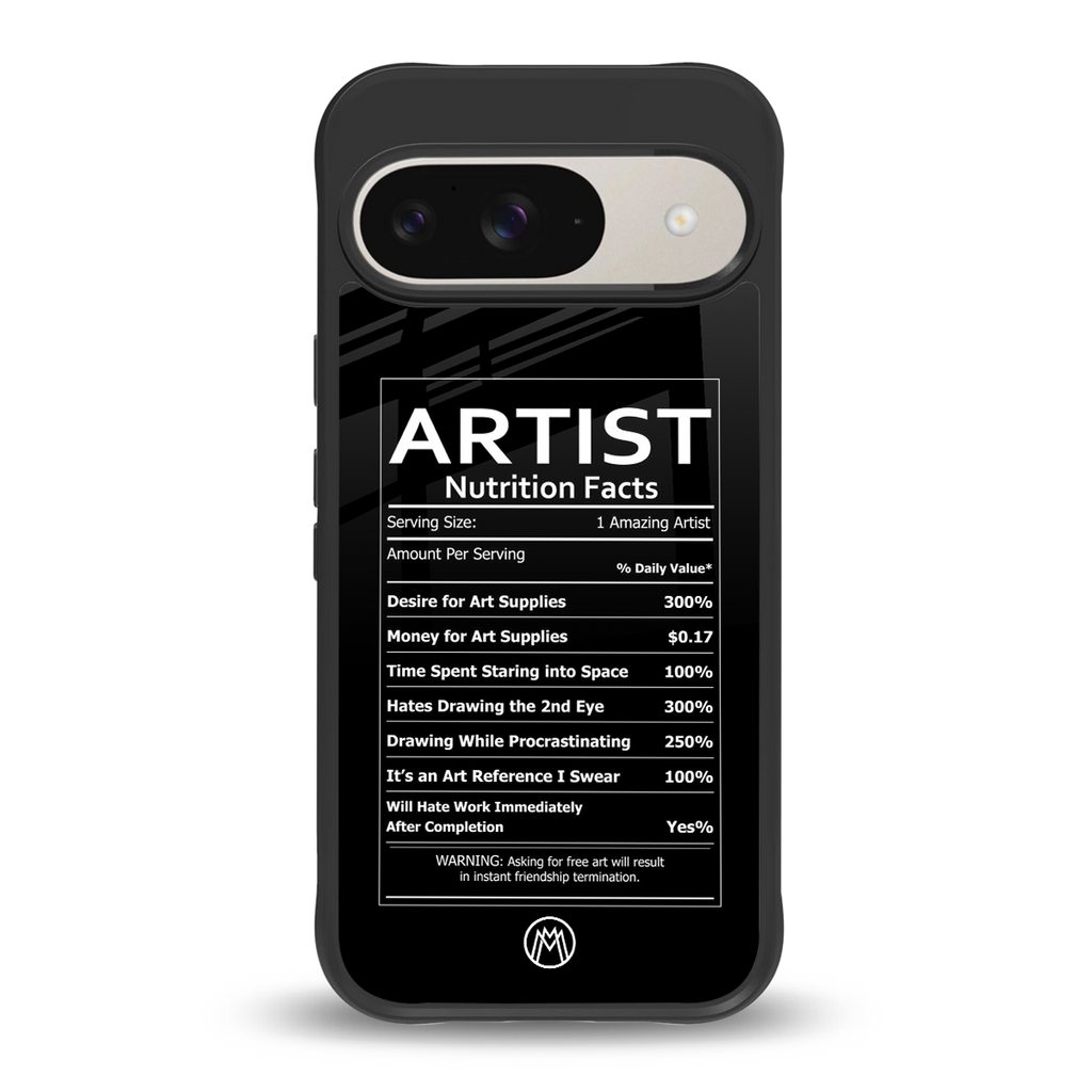 artist nutrition facts back phone cover | glass case for google pixel 9