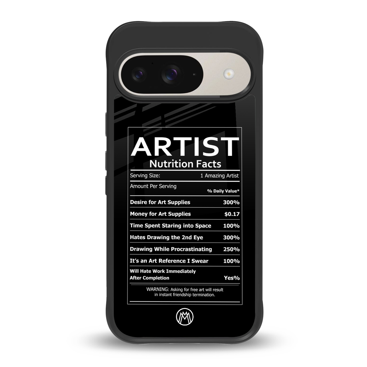 artist nutrition facts back phone cover | glass case for google pixel 9