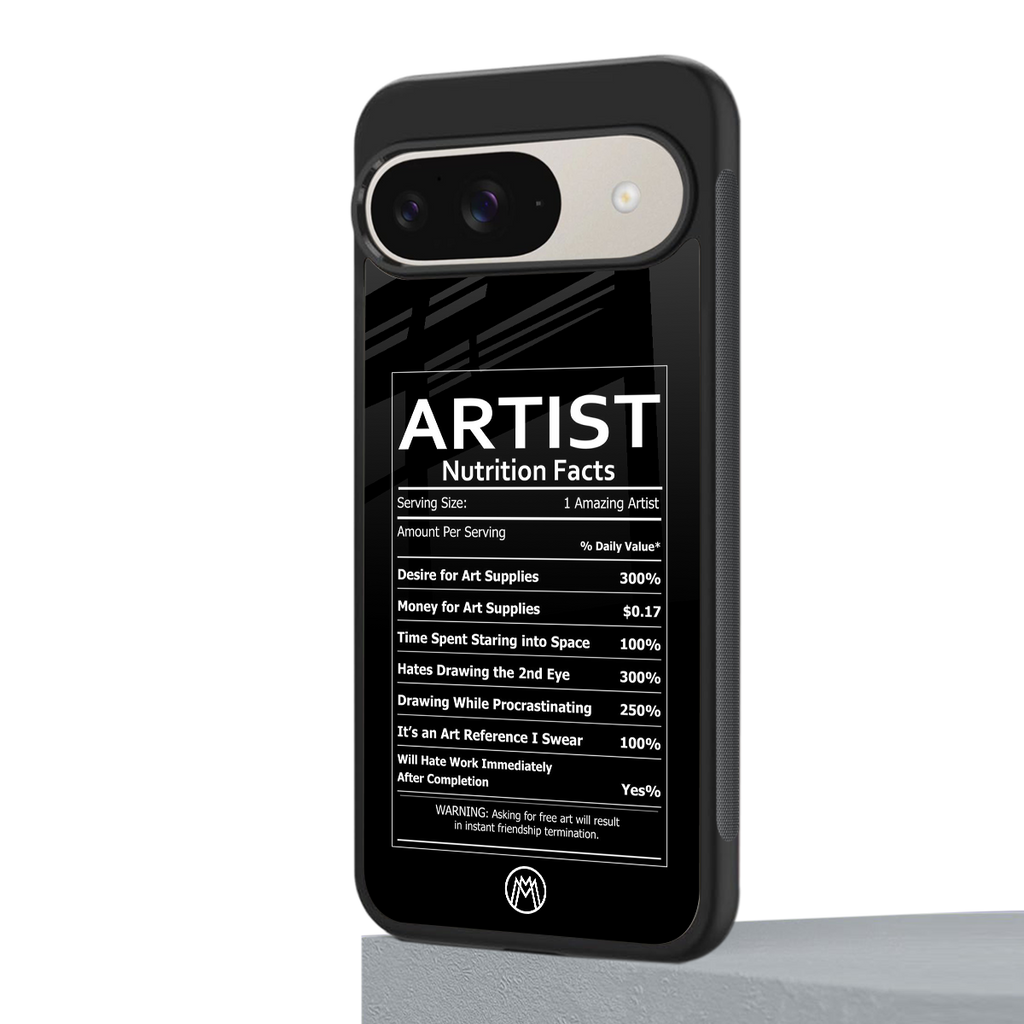 artist nutrition facts back phone cover | glass case for google pixel 9