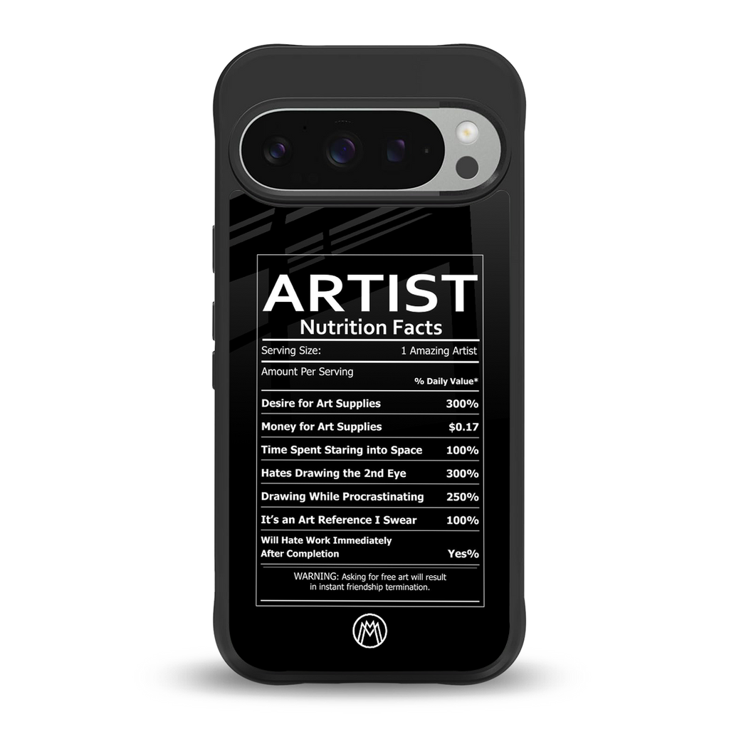 artist nutrition facts back phone cover | glass case for google pixel 9 pro
