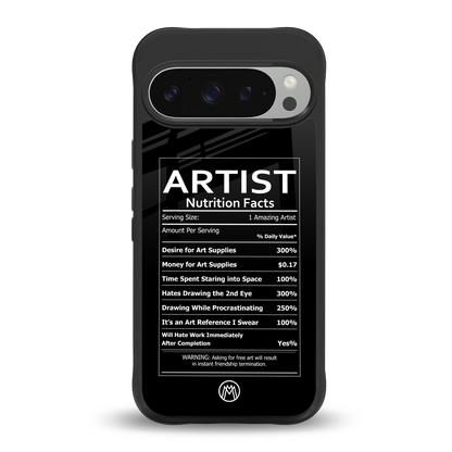 artist nutrition facts back phone cover | glass case for google pixel 9 pro