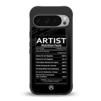 artist nutrition facts back phone cover | glass case for google pixel 9 pro xl