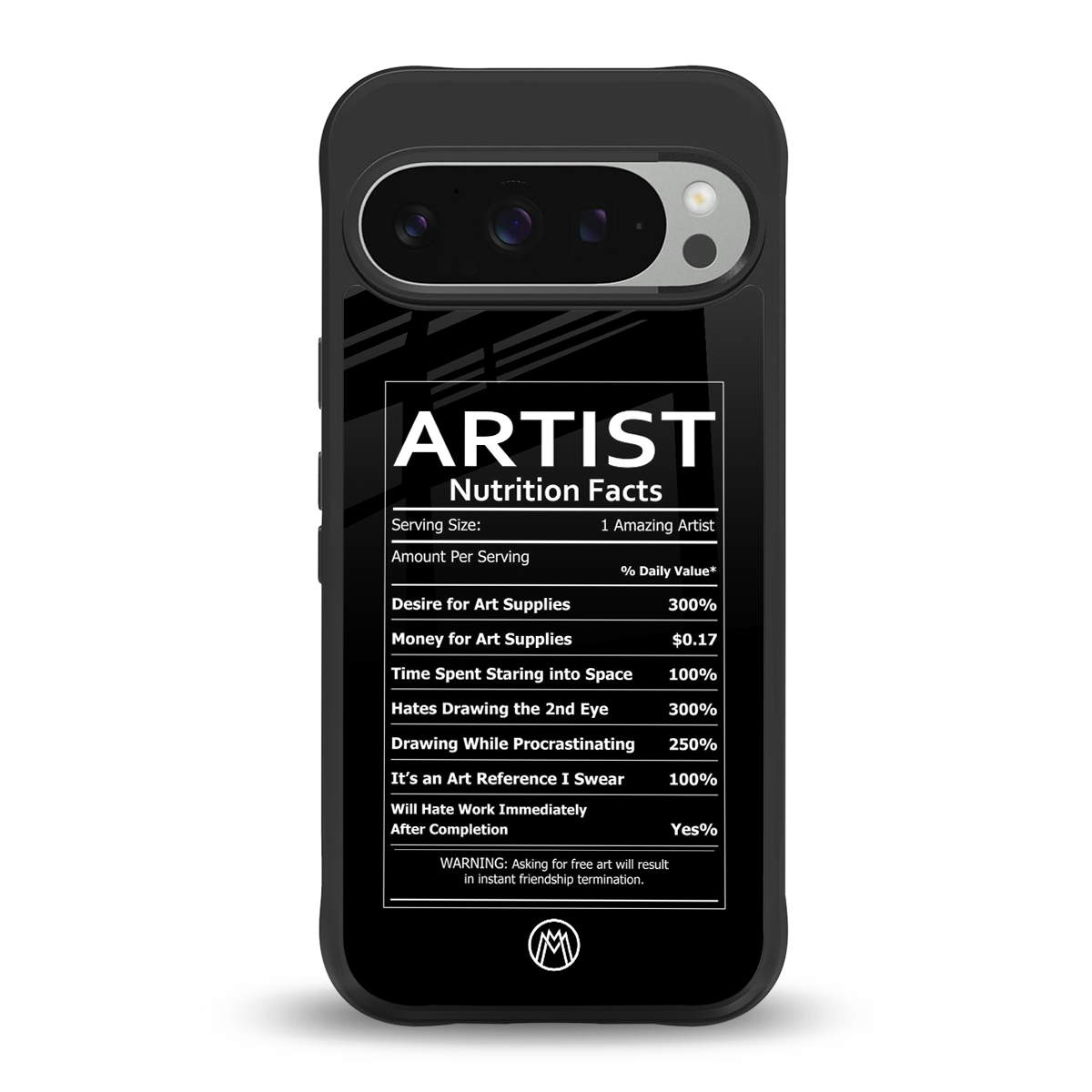 artist nutrition facts back phone cover | glass case for google pixel 9 pro xl