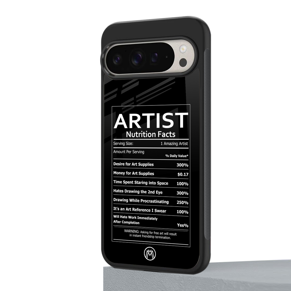 artist nutrition facts back phone cover | glass case for google pixel 9 pro