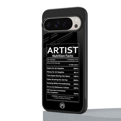 artist nutrition facts back phone cover | glass case for google pixel 9 pro