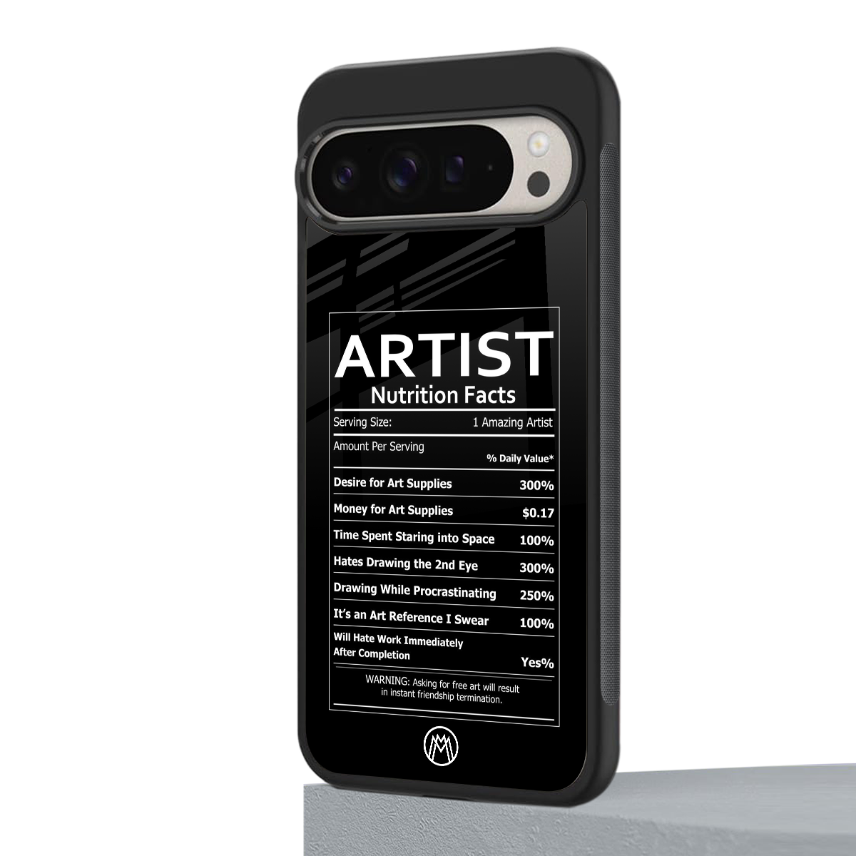 artist nutrition facts back phone cover | glass case for google pixel 9 pro xl