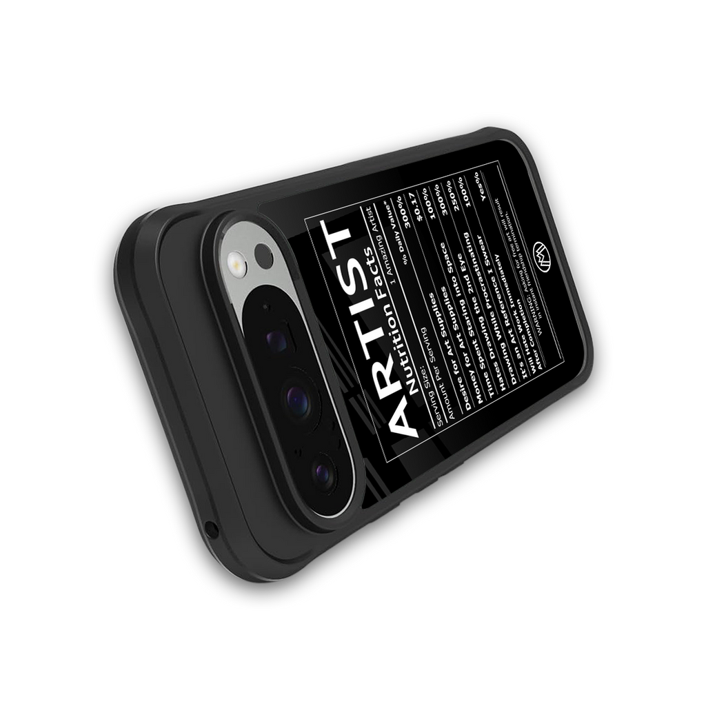 artist nutrition facts back phone cover | glass case for google pixel 9 pro xl