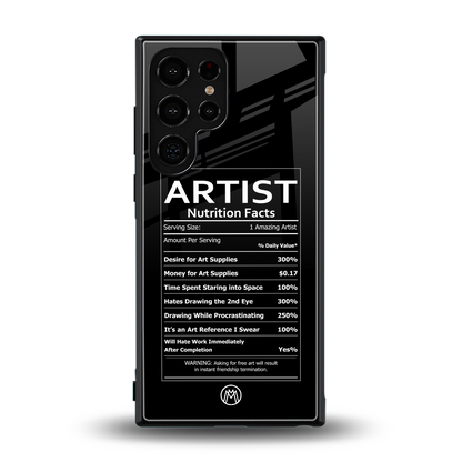 artist nutrition facts back phone cover | glass case for samsung galaxy s24 ultra