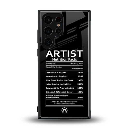 artist nutrition facts back phone cover | glass case for samsung galaxy s24 ultra