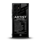 artist nutrition facts back phone cover | glass case for samsung galaxy s23 ultra
