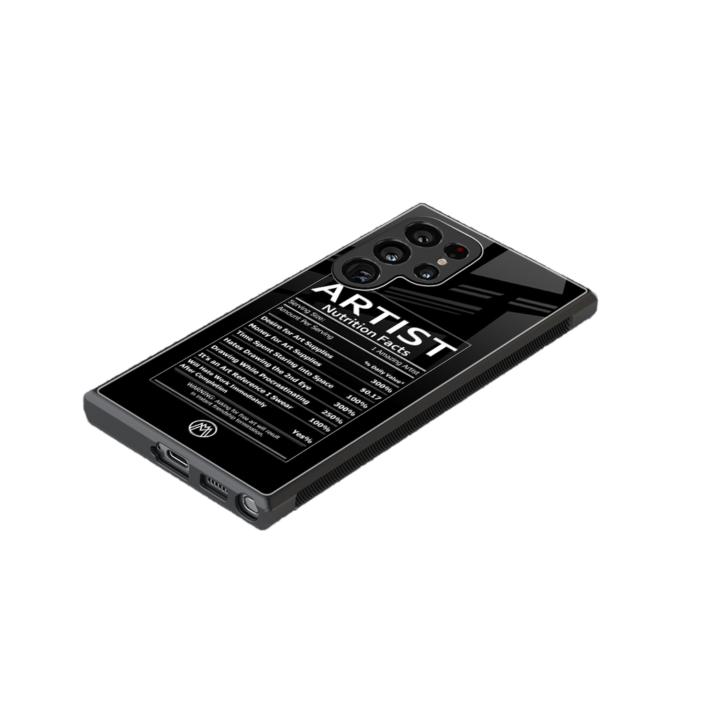 artist nutrition facts back phone cover | glass case for samsung galaxy s23 ultra